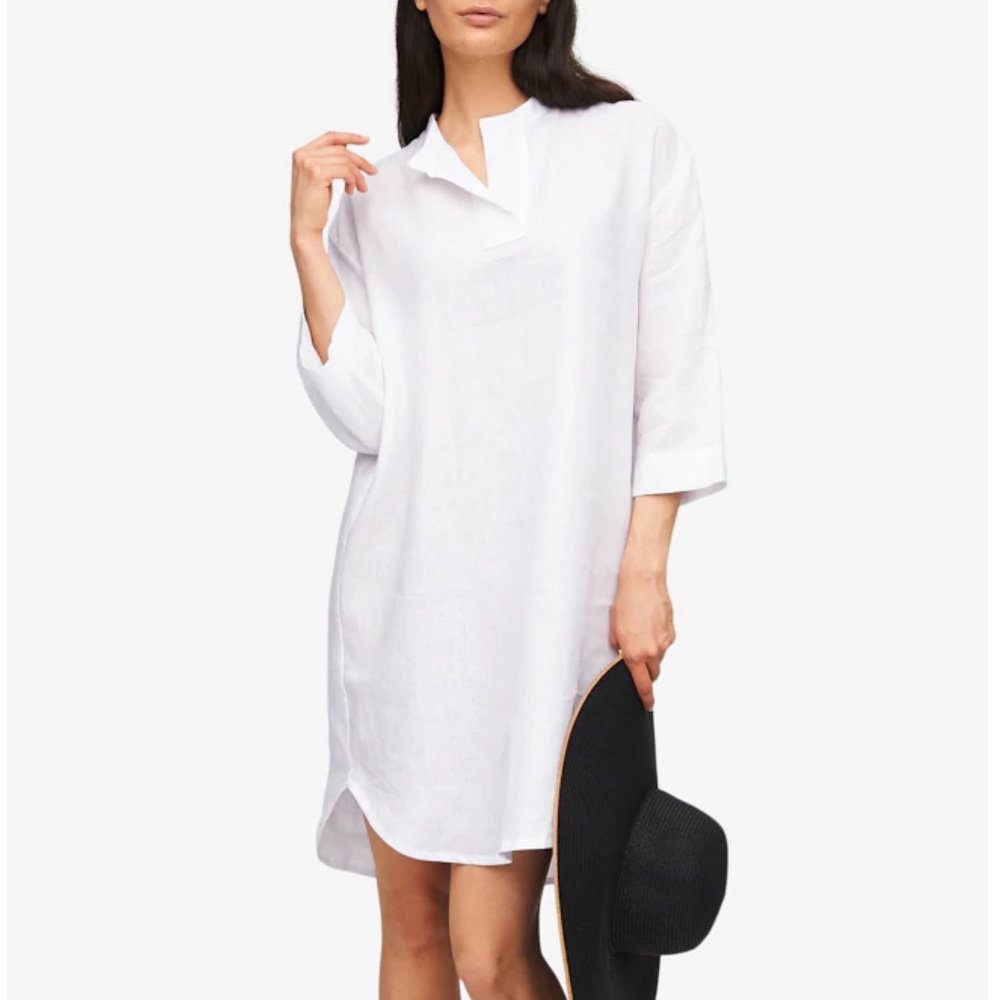 The Sleep Shirt - Slip On Sleep Shirt White Linen OS NWT
